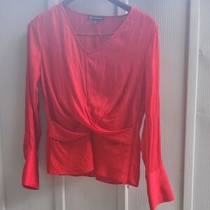 INC International Concepts Orange Tie Front Fitted Blouse